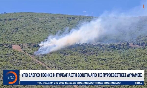 Υπό έλεγχο τέθηκε η πυρκαγιά στη Βοιωτία απο τις πυροσβεστικές δυνάμεις