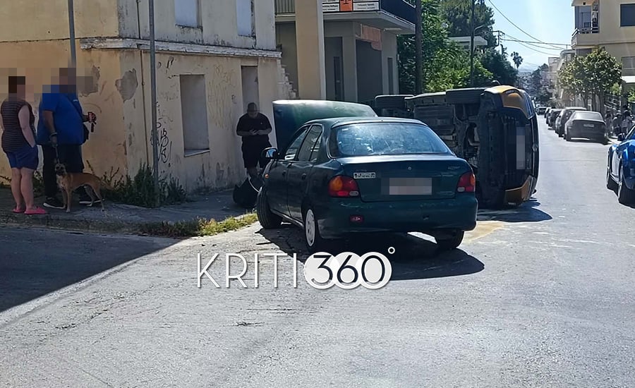 Χανιά: Σύγκρουση δύο αυτοκινήτων, το ένα ανατράπηκε – Δείτε φωτογραφίες 9 Τροχαίο στα Χανιά