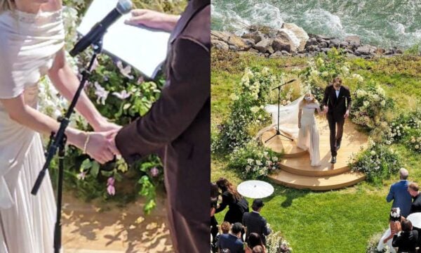 Αγαπημένο ζευγάρι της showbiz παντρεύτηκε δίπλα στη θάλασσα – Το νυφικό τράβηξε τα βλέμματα (Παπαρατσικές φωτογραφίες)
