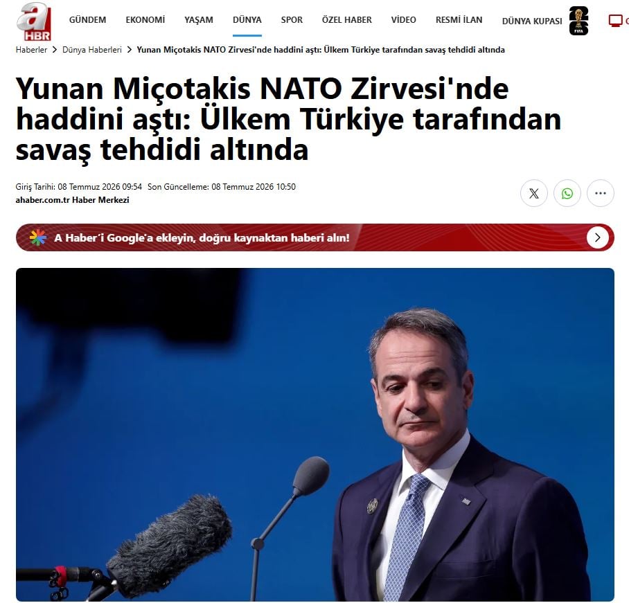 Τουρκικά ΜΜΕ για τις δηλώσεις Μητσοτάκη στην Άγκυρα: «Αλαζονικά σχόλια – Ξεπέρασε τα όρια» 10 Τουρκικά ΜΜΕ για τις δηλώσεις Μητσοτάκη στην Άγκυρα: «Αλαζονικά σχόλια – Ξεπέρασε τα όρια»