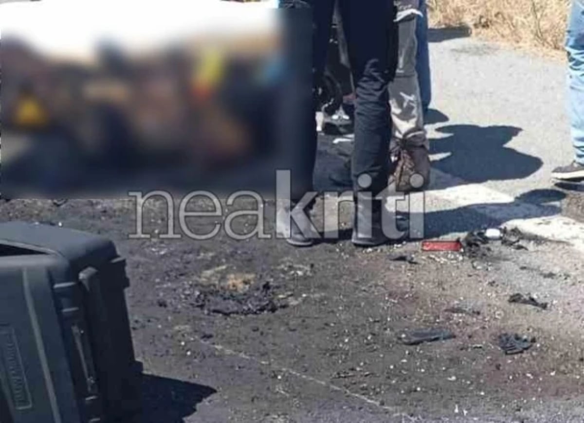 Ηράκλειο: Νεκρός ο 55χρονος μοτοσικλετιστής που τυλίχτηκε στις φλόγες 7 Το σημείο του τροχαίου