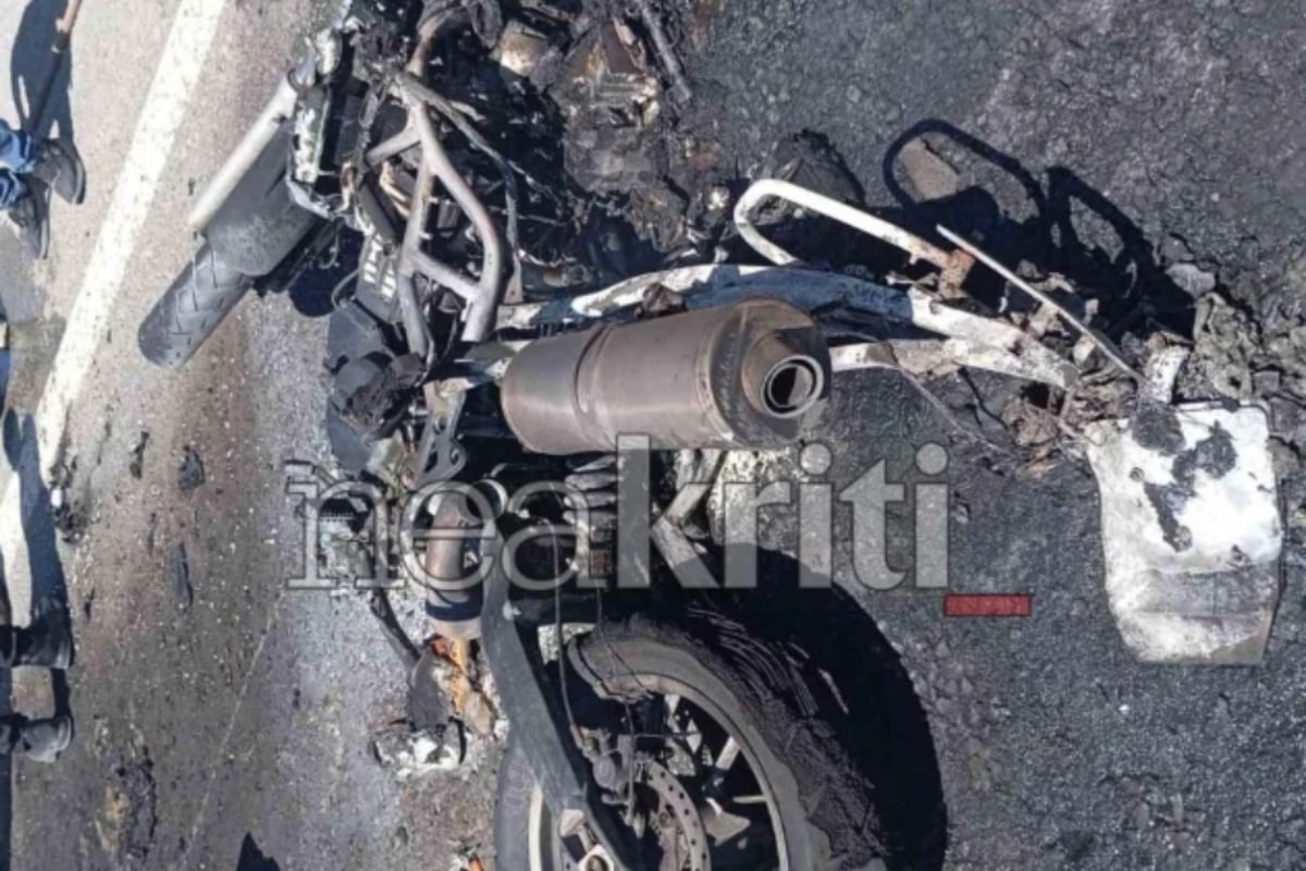 Ηράκλειο: Νεκρός ο 55χρονος μοτοσικλετιστής που τυλίχτηκε στις φλόγες