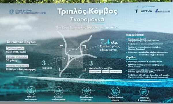 Η METKA – Δομική Κρήτης υπογράφει σύμβαση 60 εκατ. ευρώ για τον τριπλό κόμβο Σκαραμαγκά – Το έργο παραδίδεται σε 3 χρόνια