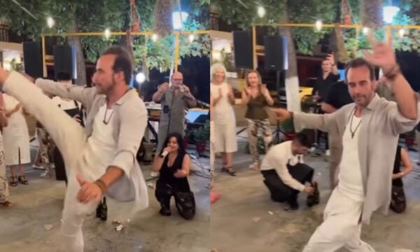 Ο Πάνος Μουζουράκης χόρεψε ζεμπεκιά στη βάφτιση του γιου του Πέτρου Κουσουλού (Βίντεο)
