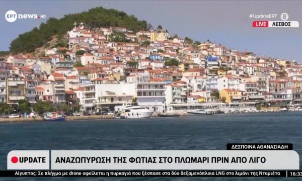 Αναζωπύρωση της φωτιάς στο Πλωμάρι της Λέσβου πριν από λίγο