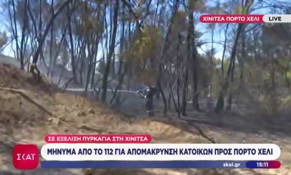 Αργολίδα: Βελτιωμένη η εικόνα από τη φωτιά στη Χινίτσα