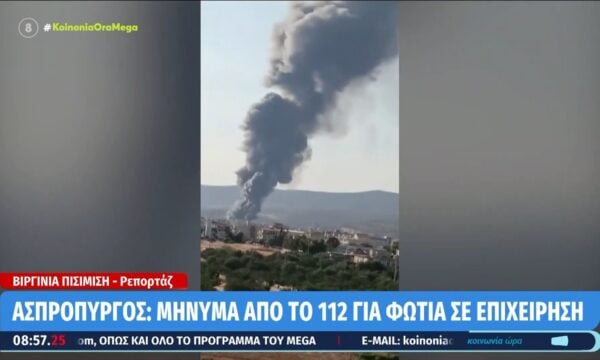 Ασπρόπυργος: Μήνυμα από το 112 για φωτιά σε επιχείρηση