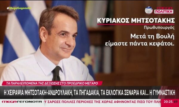 Δεξίωση για την αποκατάσταση της Δημοκρατίας: Η χειραψία Μητσοτάκη-Ανδρουλάκη, τα πηγαδάκια και τα εκλογικά σενάρια