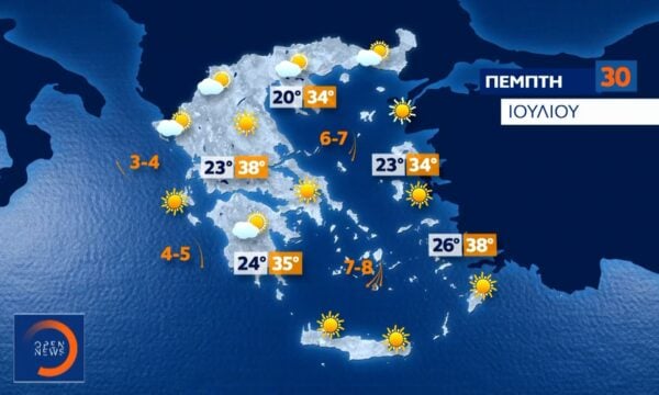 Δελτίο καιρού 29/07/2026