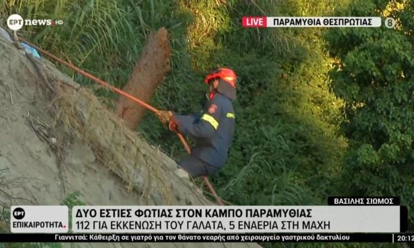 Δύο εστίες φωτιάς στον Κάμπο Παραμυθιάς – 112 για εκκένωση του Γαλατά