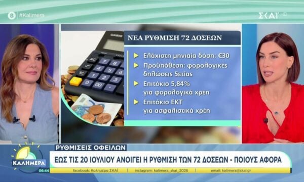 Έως 20 Ιουλίου ανοίγει η ρύθμιση οφειλών σε 72 δόσεις – Εξελίξεις με τις συντάξεις χηρείας