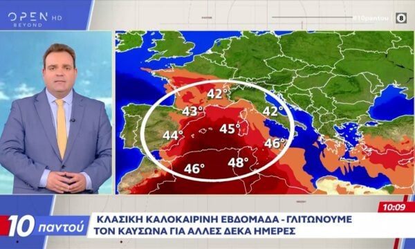 Έως 38 βαθμούς η θερμοκρασία – Μελτέμια έως 7 μποφόρ στο Αιγαίο