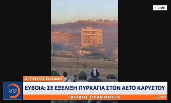 Εύβοια: Σε εξέλιξη πυρκαγιά στον Αετό Καρύστου – Οι πρώτες εικόνες