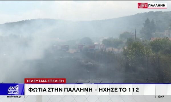 Φωτιά ξέσπασε πριν από λίγο στην Παλλήνη