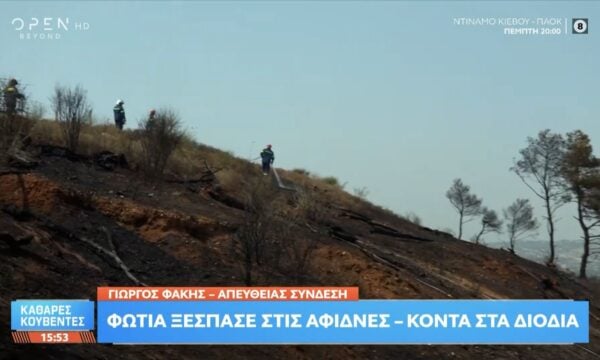 Φωτιά ξέσπασε τώρα στις Αφίδνες – Κοντά στα διόδια
