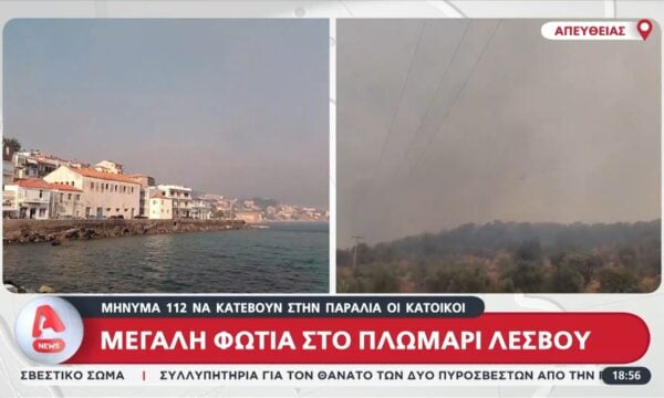 Φωτιά σε Πλωμάρι Λέσβου και Γύθειο  – Μήνυμα του 112 στους κατοίκους