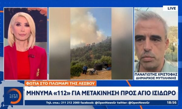 Φωτιά στο Πλωμάρι της Λέσβου – Δύο τα μέτωπα της φωτιάς