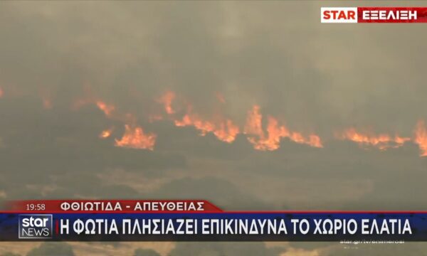 Φθιώτιδα: Η φωτιά πλησιάζει επικίνδυνα το χωριό Ελάτεια