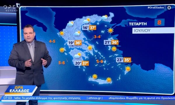 Καιρός 08/07/2026: Με αρκετή ζέστη θα κυλήσει το 24ωρο