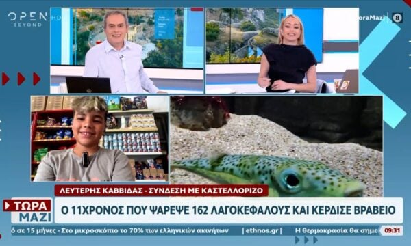 Καστελόριζο: 11χρονος ψάρεψε 162 λαγοκέφαλους και κέρδισε βραβείο