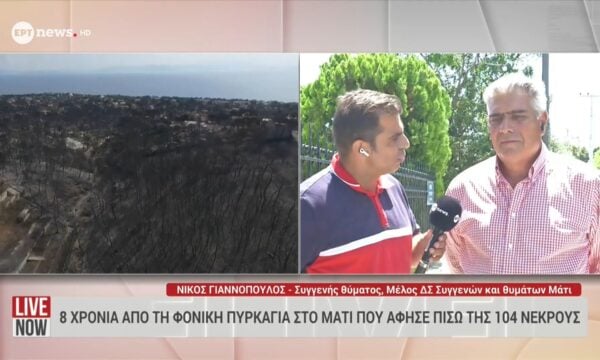 Κορυφώνονται οι εκδηλώσεις για τη μνήμη των 104 νεκρών στο Μάτι – Ο συγγενής θύματος Νίκος Γιαννόπουλος μιλά στο ΕΡΤnews