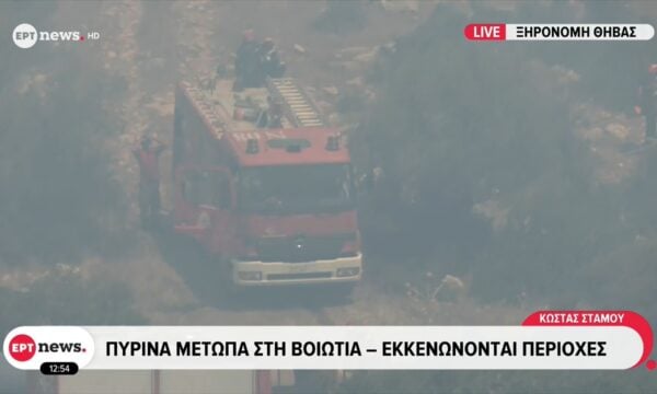 Ξηρονομή Θήβας: Πύρινα μέτωπα στη Βοιωτία – Εκκενώνονται περιοχές