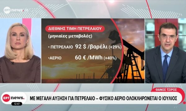 Με μεγάλη αύξηση για πετρέλαιο – φυσικό αέριο ολοκληρώνεται ο Ιούλιος