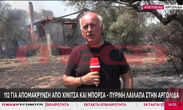 Μεγάλη φωτιά στα Φίχτια Αργολίδας κοντά στις Μυκήνες: 112 για απομάκρυνση προς Άργος – Έκλεισε η Παλαιά Εθνική Οδός