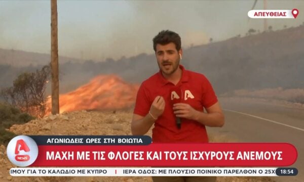 Μεγάλη φωτιά στη Βοιωτία με μπαράζ 112 και απεγκλωβισμοί με βάρκες