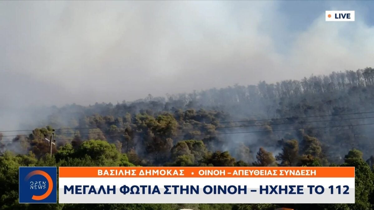 Μεγάλη φωτιά στην Οινόη - Ήχησε το 112 1 Μεγάλη φωτιά στην Οινόη – Ήχησε το 112