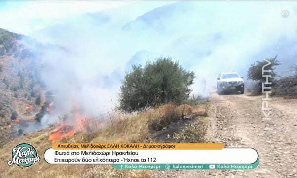Μεγάλη φωτιά στο Μελιδοχώρι Ηρακλείου: Η ΚΡΗΤΗ ΤV στο πύρινο μέτωπο