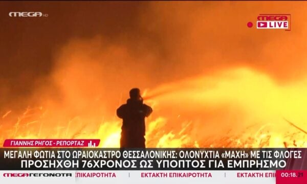 Μεγάλη φωτιά στο Ωραιόκαστρο Θεσσαλονίκης: Προσήχθη 76χρονος ως ύποπτος για εμπρησμό