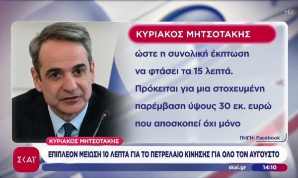 Μητσοτάκης: Όλο και πιο ανησυχητικές οι εξελίξεις στη Μέση Ανατολή – Συνολική έκπτωση 15 λεπτά στο ντίζελ