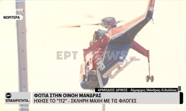 Ο Αρμόδιος Δρίκος, δήμαρχος Μάνδρας – Ειδυλλίας στο ΕΡΤnews για την εξέλιξη της πυρκαγιάς