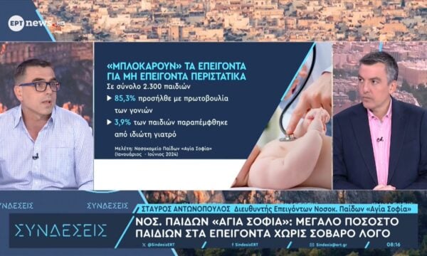 Ο διευθυντής Επειγόντων Νοσοκ. Παίδων «Αγία Σοφία» Σταύρος Αντωνόπουλος στο ΕΡΤnews