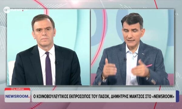 Ο κοινοβουλευτικός εκπρόσωπος του ΠΑΣΟΚ Δημήτρης Μάντζος στο ΕΡΤnews