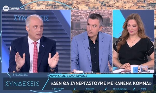 Ο πρόεδρος της Ελληνικής Λύσης Κυριάκος Βελόπουλος στο ΕΡΤnews