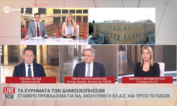 Ο Στέλιος Πέτσας, ο Πάρης Κουκουλόπουλος και η Μαριζέτα Αντωνοπούλου στο «Live Now»