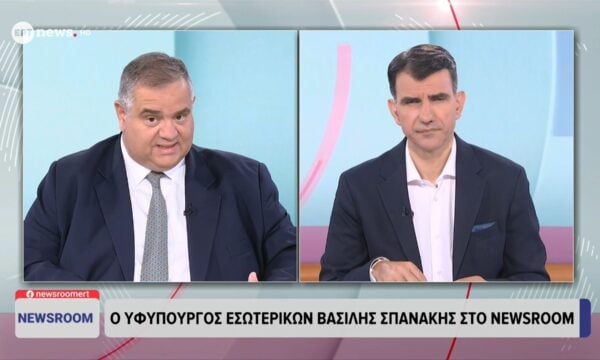 Ο υφυπουργός Εσωτερικών Βασίλης Σπανάκης στο ΕΡΤnews