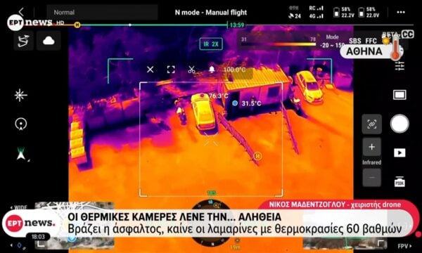 Οι θερμικές κάμερες λένε την αληθεια – Βράζει η άσφαλτος, καίνε οι λαμαρινες με θερμοκρασίες 60 βαθμών