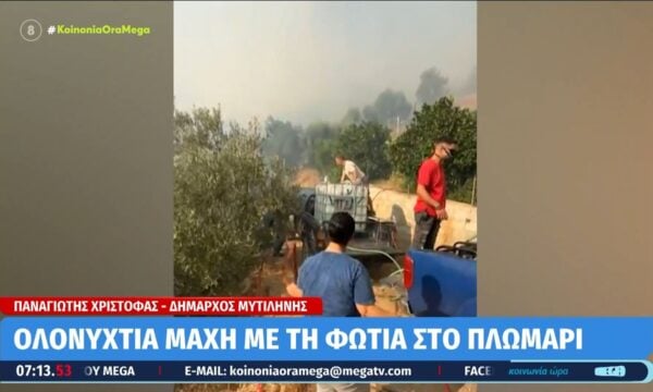 Ολονύχτια μάχη με τη φωτιά στο Πλωμάρι