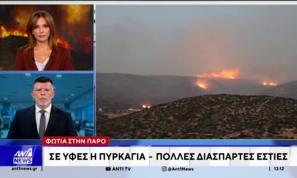 Ολονύχτια μάχη με τις φλόγες στην Πάρο
