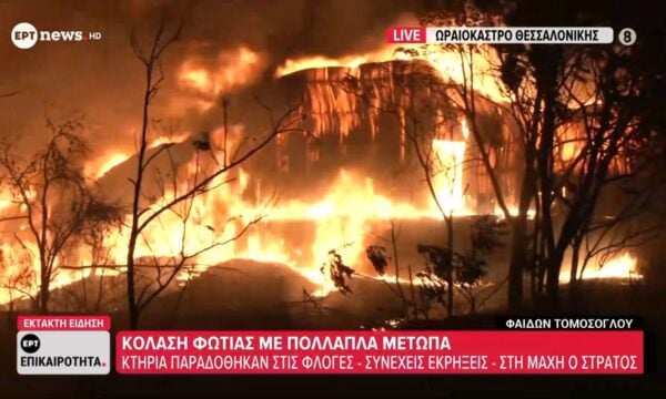 Ωραιόκαστρο: Κόλαση φωτιάς με πολλαπλά μέτωπα – Κτήρια παραδόθηκαν στις φλόγες