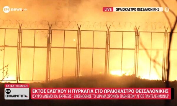 Ωραιόκαστρο: Ριπές ανέμων στα 6 Μπφ δυσχεραίνουν την προσπάθεια κατάσβεσης της πυρκαγιάς