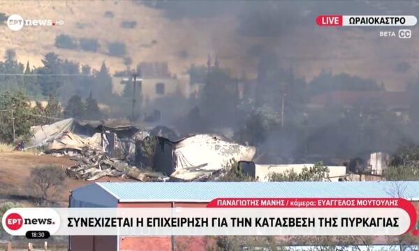 Ωραιόκαστρο: Συνεχίζεται η επιχείρηση για την κατάσβεση της πυρκαγιάς