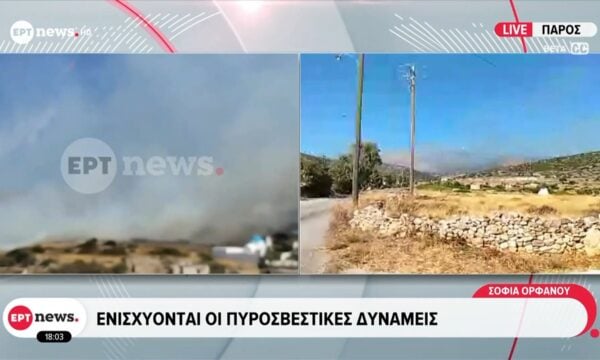 Πάρος: Ενισχύονται οι πυροσβεστικές δυνάμεις