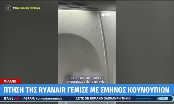 Πτήση της Ryanair γέμισα με σμήνος κουνουπιών