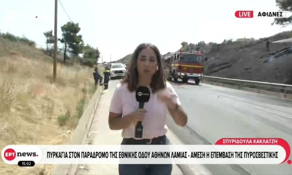 Πυρκαγιά στον παράδρομο της Εθνικής Οδού Αθηνών Λαμίας – Άμεση η επέμβαση της Πυροσβεστικής