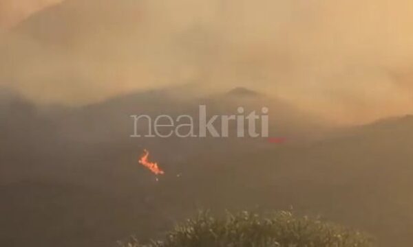 Ρέθυμνο: Μεγάλη αναζωπύρωση πίσω από την Πρέβελη – Νέα μάχη με τις φλόγες στην περιοχή Φρατί