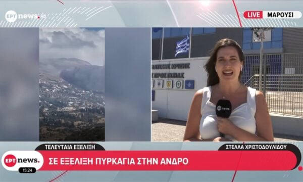 Σε εξέλιξη πυρκαγιά στην Άνδρο